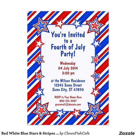 red white and blue birthday invitations